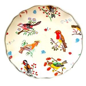 Anthropologie Nathalie Lete Birds Plate 8" Tropical Parrot Finch Parakeet Signed